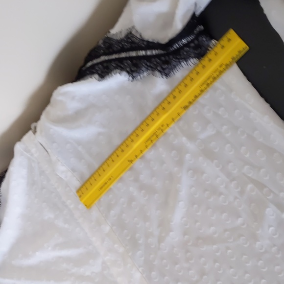 Loft Peasant Blouse Sheer Black Lace Bell Sleeve - Picture 12 of 15